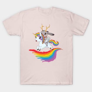 Pink Jackalope on a Unicorn T-Shirt